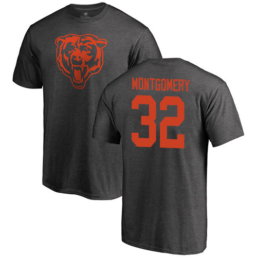 Chicago Bears Men Ash David Montgomery One Color NFL Football #32 T Shirt